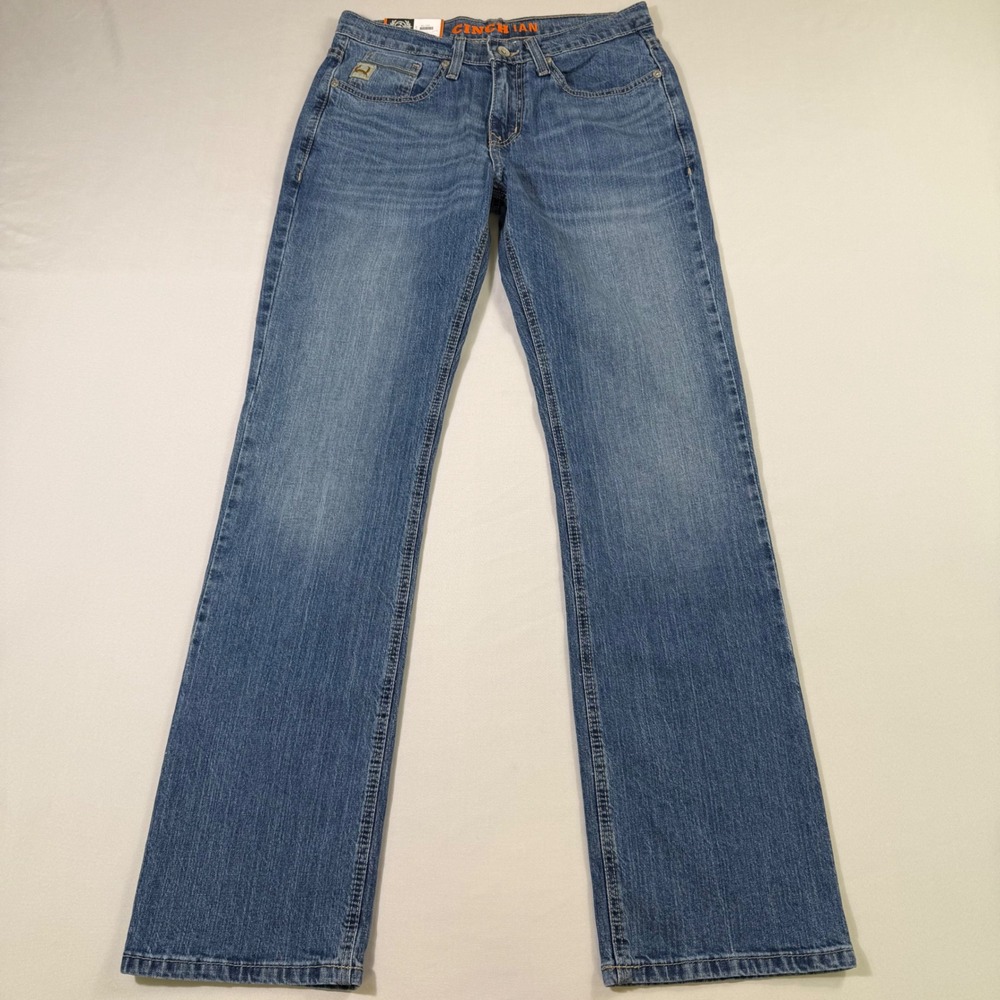 NEW Cinch Ian Jeans Mens 30x34 Blue Slim Bootcut Mid Rise Stretch Western Cowboy